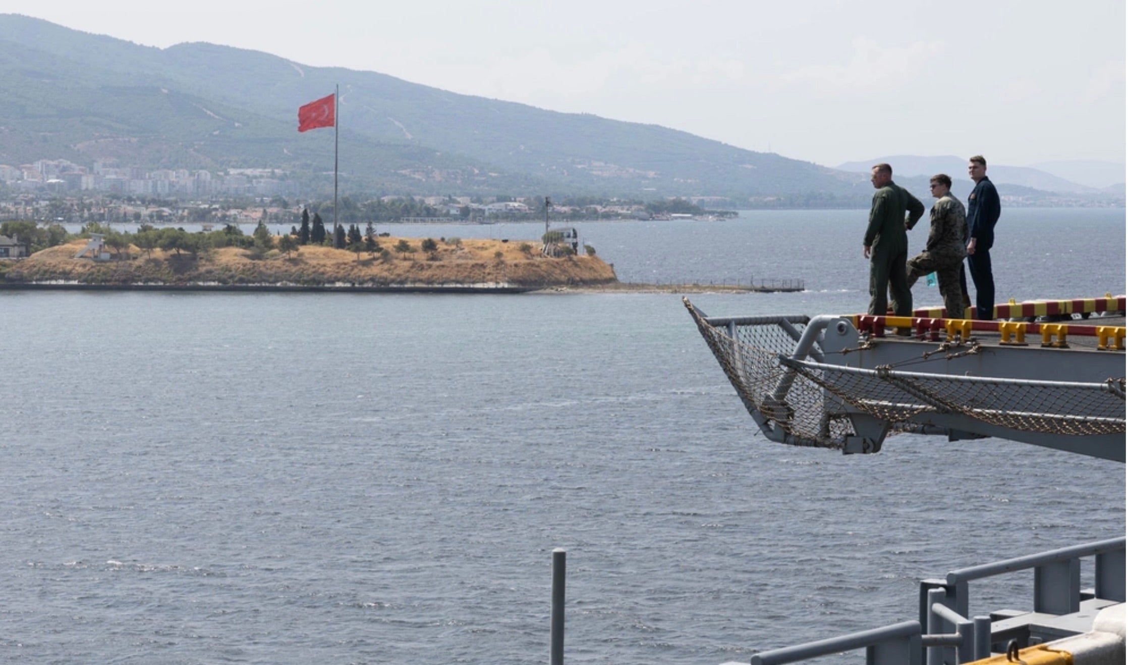 The USS Wasp in İzmir, Turkey during a scheduled port visit on September 1. Two US service members were attacked in the city during the visit